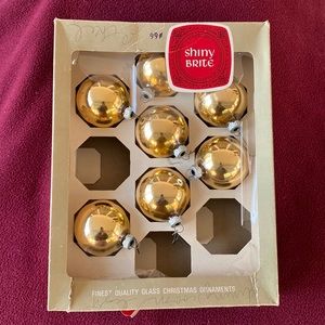 Shiny Brite 7 Christmas Glass Ball Ornaments Vintage